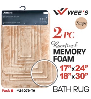 Bath Rug Set 2Pc Memory Foam (Racetrack) - Taupe