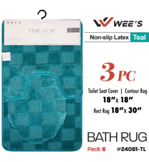 Bath Rug Set 3Pc (Checker Pattern) - Teal