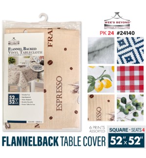 Table Cover 52 x 52" Square Flannelback