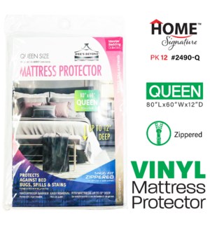 Mattress Cover 12" deep Queen PVC Zippered