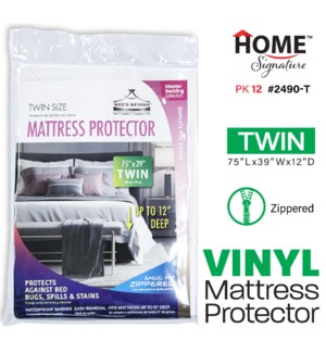 Mattress Cover 12" deep Twin PVC Zippered