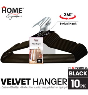 Hanger Set 10Pk Velvet Black