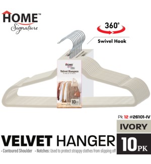 Hanger Set 10Pk Velvet Ivory