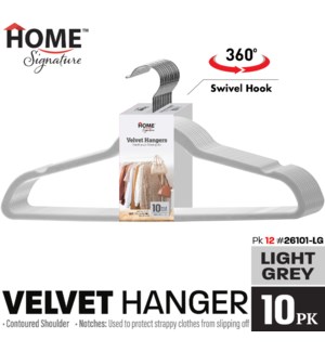 Hanger Set 10Pk Velvet Light Grey