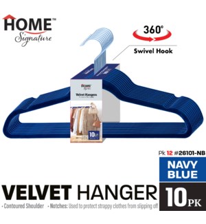 Hanger Set 10Pk Velvet Navy Blue