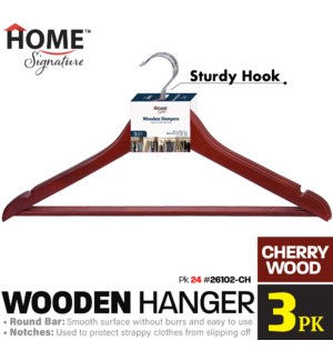 Hanger Wooden 3Pk Cherry Wood