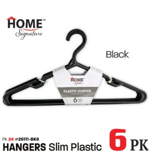 Hangers Slim Plastic 6Pk - Black