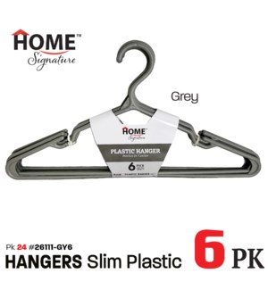 Hangers Plastic 6Pk - Grey