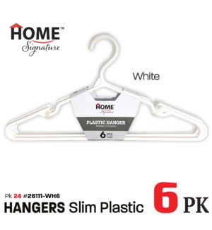 Hangers Slim Plastic 6Pk - White