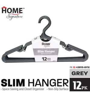 Hangers Slim Plastic 12Pk Grey