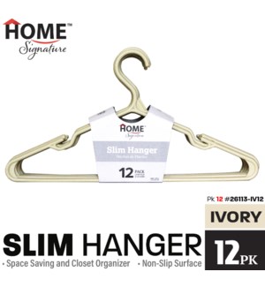 Hangers Slim Plastic 12Pk Ivory