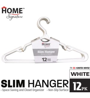 Hangers Slim Plastic 12Pk White