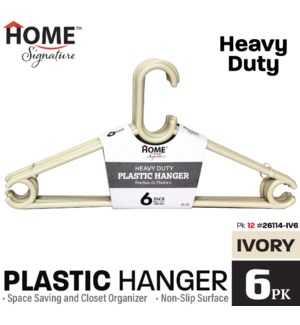 Hangers Plastic Heavy Duty Ivory 6Pk