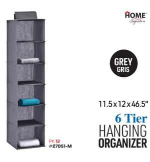 Hanging Organizer 6-Tier Grey/Ivory (11.5x12x46.5")