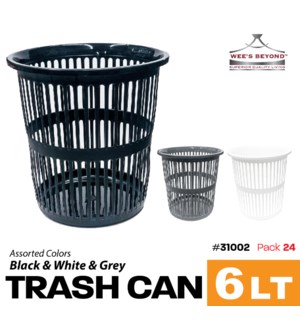 Trash Bin 6Lt Asstd Colors