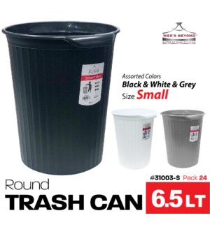 Trash Can Round 6.5Lt Asstd Colors