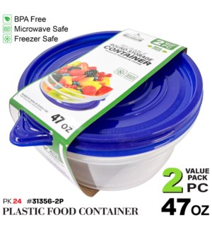 Plastic Food Container Round 47oz 2Pc