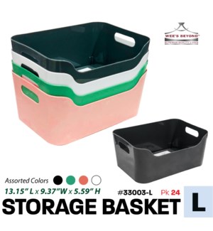 Plastic Storage Basket L - Asstd Colors