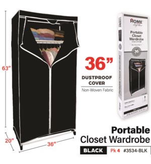 Top Shelf Wardrobe 36" - Black