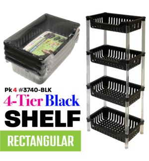 Basket Cart 4 Tier Rectangular Black