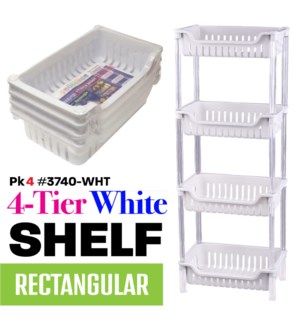 Basket Cart 4 Tier Rectangular White