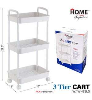 Cart w Wheels 3-Tier White