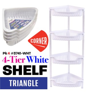 Basket Cart 4 Tier Corner White