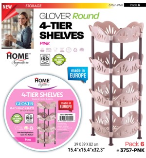 Plastic Shelf Round 4 Tier Pink