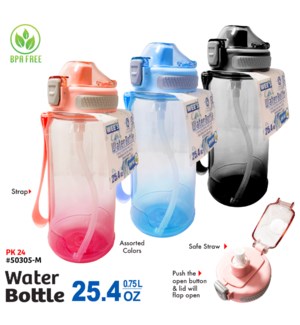 Water Bottle w Strap 25.4oz Asstd Colors