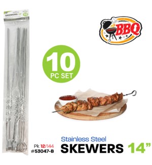 BBQ Skewers SS 14" 10Pk