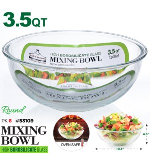 Glass Mixing Bowl Round 112oz-3.5Qt