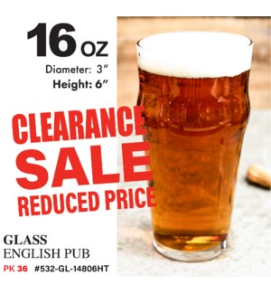 Glass English Pub 16oz