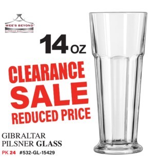 Glass Pilsner Beer 14oz Gibraltar