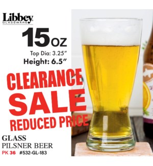 Glass Pilsner Beer 15oz