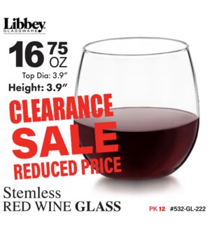 Glass Red Wine 16.75oz Steamless