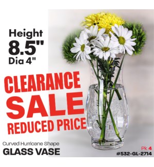 Glass Vase 8.5" Hurricane Shape