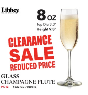 Glass Champagne Flute 8oz