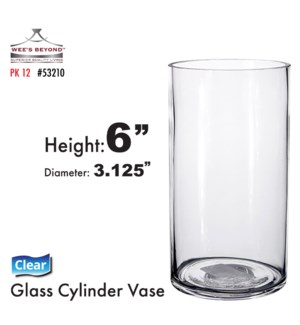 Glass Vase Cylinder 6"