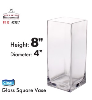 Glass Vase Square 8"