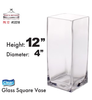 Glass Vase Square 12"