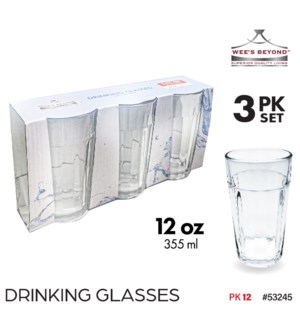 Drinking Glass 12oz Lines 3Pc Set