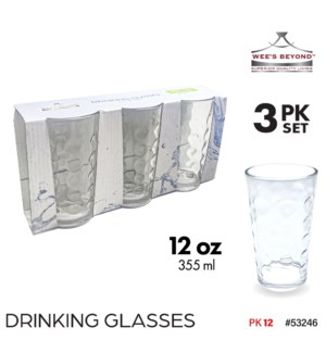 Drinking Glass 12oz Circles 3Pc Set