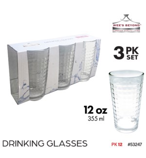 Drinking Glass 12oz Dots 3Pc Set