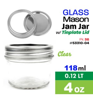 Glass Mason Jar w Tinplate Lid 4oz