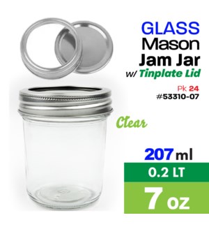 Glass Mason Jar w Tinplate Lid 7oz