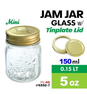 Glass Mason Jar w Tinplate Lid 5oz Mini