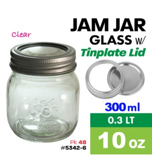 Glass Mason Jar w Tinplate Lid 10oz