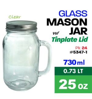 Glass Mason Jar w Lid 25oz