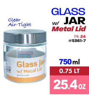 Glass Jar w Metal Lid 25oz - 750ml