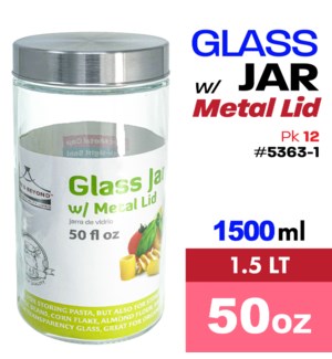 Glass Jar w Metal Lid 51oz - 1.5Lt